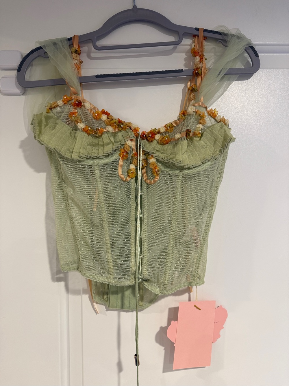 Lacemade Fairy Wildflower Green Floral Corset and Tulle Skirt Women's Size L New - Picture 3 of 14
